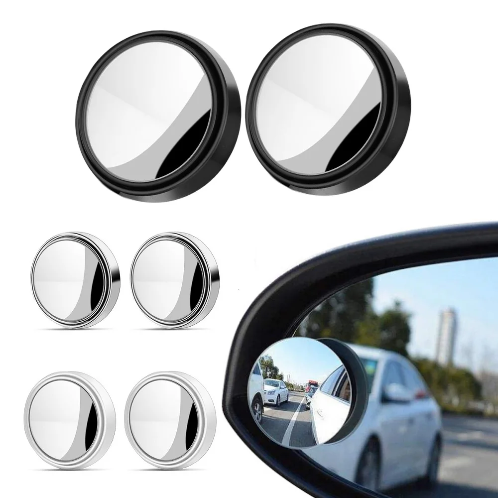 2Pcs Wide Angle Convex Blind Spot Mirror HD 360 Degree Adjustable Rearview Safety Drive for Car Vehicle Parking Rimless Reverse