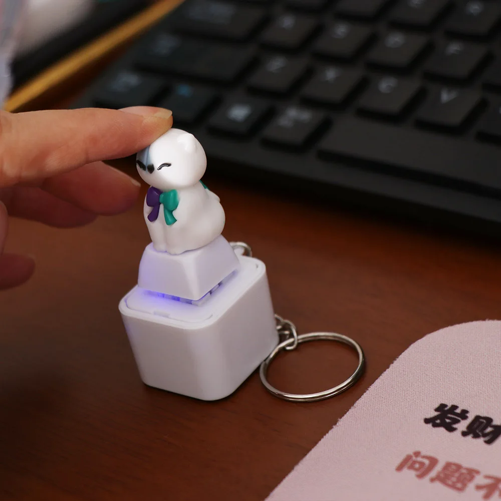 Rechargeable Screaming Goat Key Chain LED-Glowing Anti-Stress Mechanical Key Cap Portable-Clicky Pocket-Sized Fidget Button