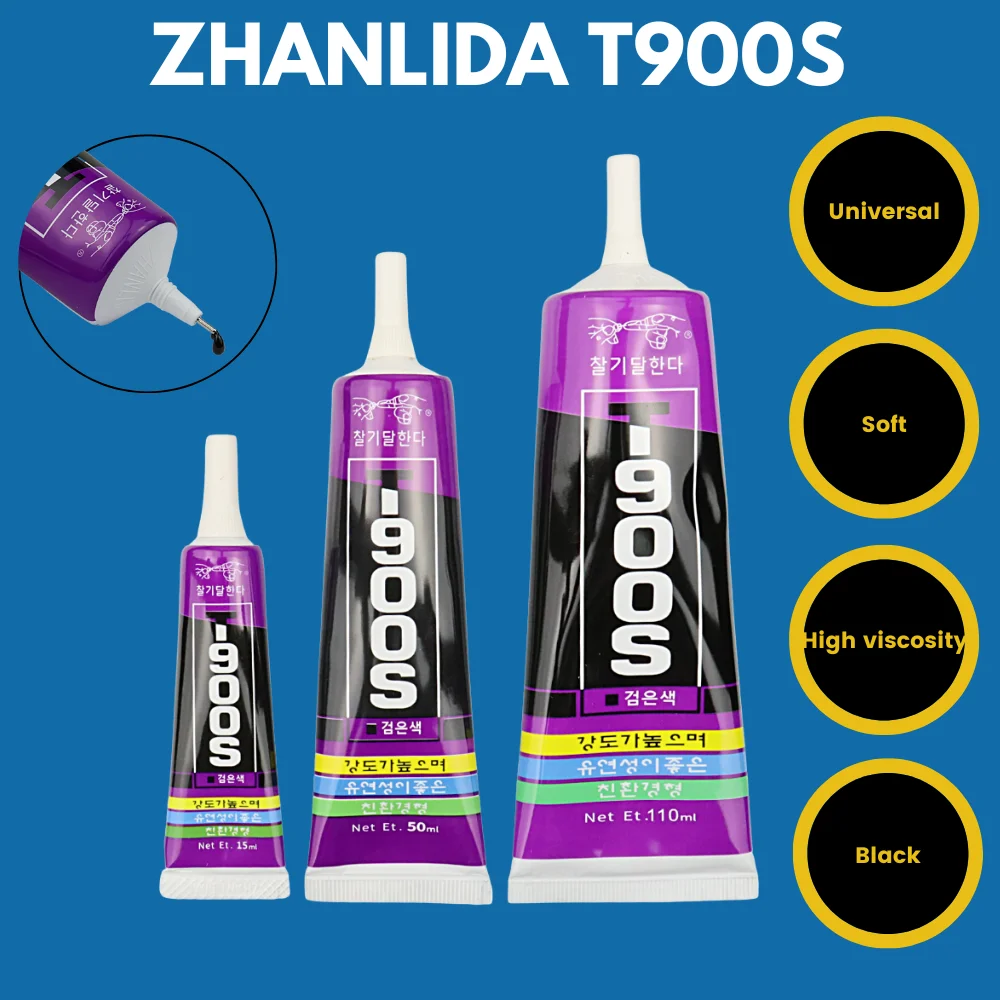 15 مللي 50 مللي 110 مللي Zhanlida T900S لاصق الاتصال الأسود الاكريليك ودية متعددة الأغراض emicon ductor إطار مجوهرات إصلاح الغراء
