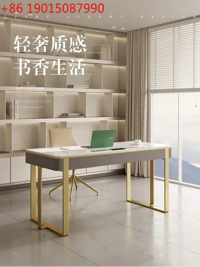 

Роскошный письменный стол из каменной плиты, современный минималистичный дизайн, дизайнерский компьютерный стол премиум-класса