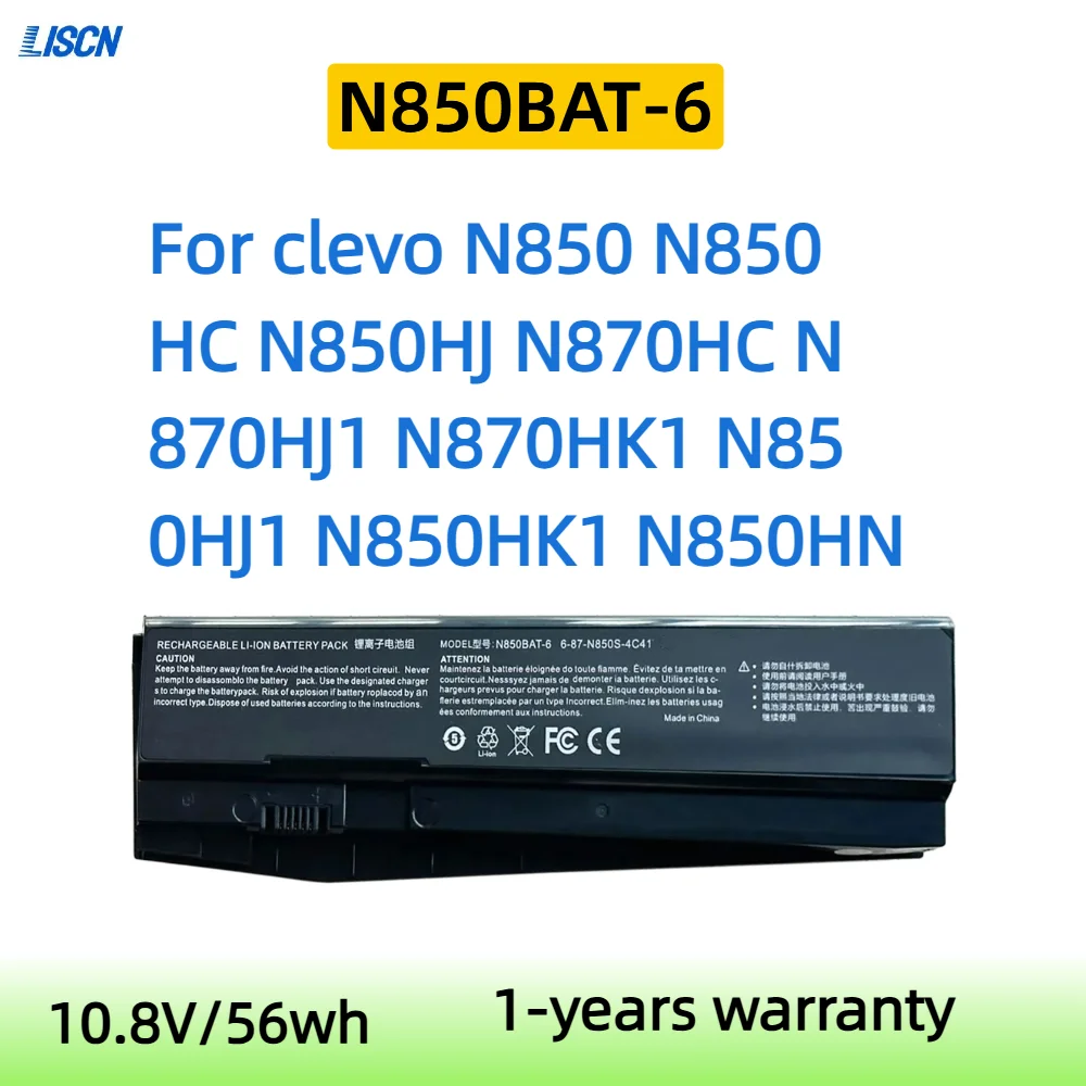 10.8V 56WH nova bateria do portátil N850BAT-6 para Clevo N850 N850HC N850HJ N870HC N870HJ1 N870HK1 N850HK1