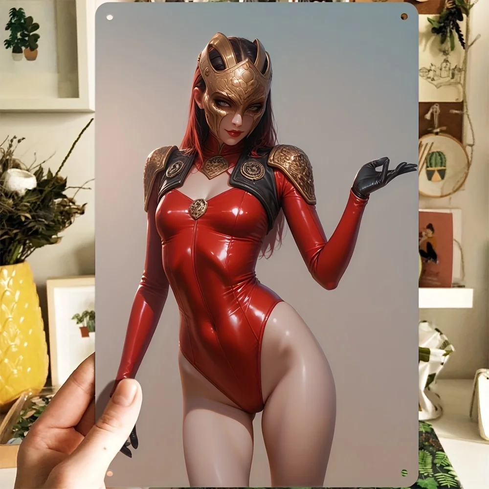 2D Sexy Bikini-Mädchen Metall-Blechschild, 8x12 Zoll Vintage Retro Wandkunst für Wohnzimmer Schlafzimmer Bar Badezimmer Dekoration
