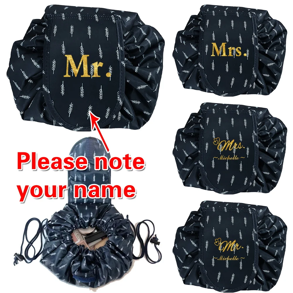 

Персонализированное индивидуальное имя, ленивая косметичка, портативный женский косметичка, большая вместительная сумка для хранения косметических принадлежностей