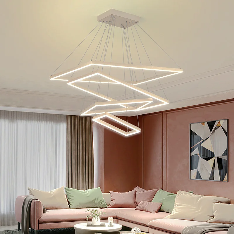 Lampadario quadrato moderno a LED soggiorno camera da letto sala da pranzo cucina nero/bianco alluminio decorazione della casa lampadario acrilico