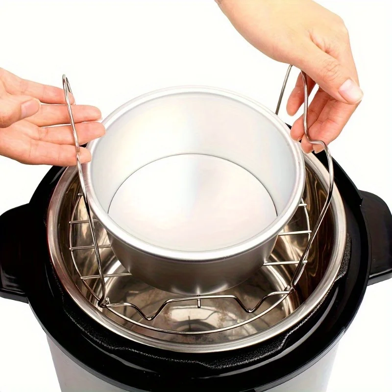 1pc Stainless Steel Steaming Rack with Silicone Handle - Long Handles for Easy Chicken & Pot Removal