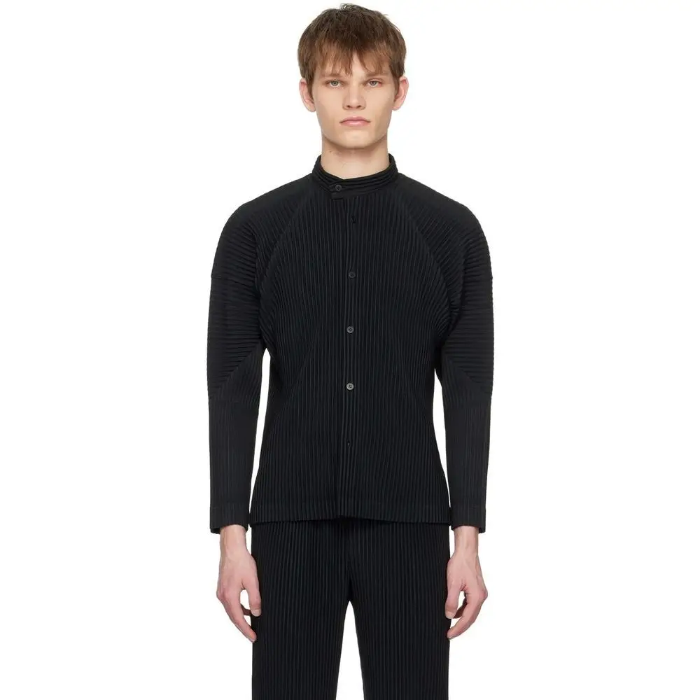 Pleats Original Pleated Blouse Men\'s 2024 Spring And Summer New Long-sleeved Shirt Men\'s Casual Cardigan Versatile Fall Jacket