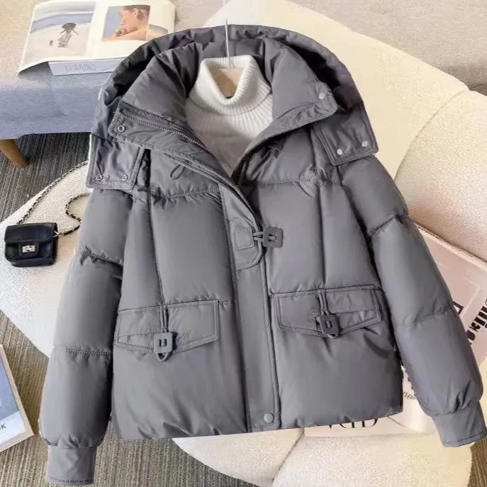 

Women's Short Coat 2026 Winter New Student Hooded Down cotton Jacket Female Korean version Thick Loose Warm Coats Casual Tops