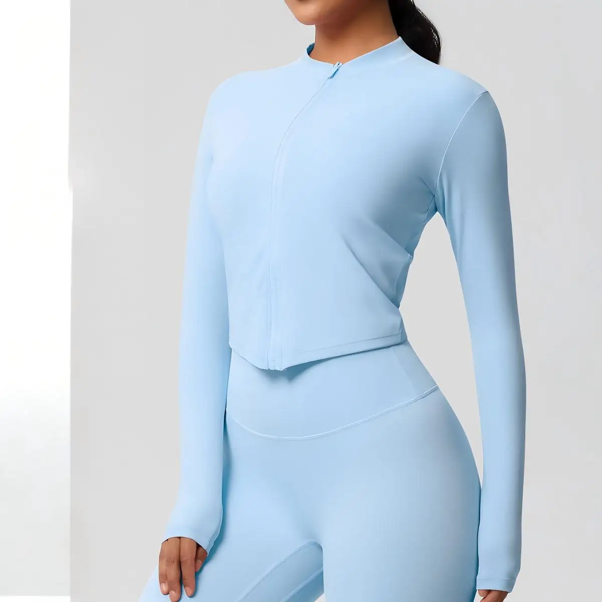 Women Stand Collar Zipper Yoga Jacket Naked Feel Tight Fitness Training Cardigan Gym Running Sports Coat