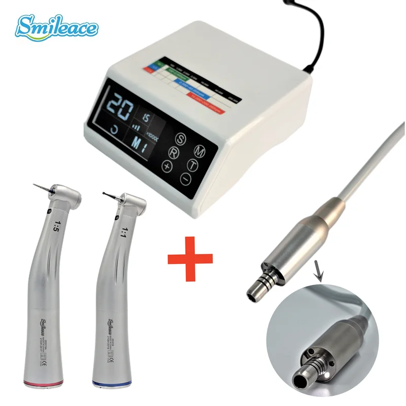 Dental LED Brushless Motor Portable Electric Micro Motor with 1:5 1:1 Contra Angle Low Speed Handpiece for Dentist Laboratory