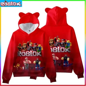 ROBLOX-Camisola com capuz Cat Ear for Children, impressão digital, minúsculo algodão, fantasia, crianças, inverno, 2024 12 principais vendas blusa do roblox - №10