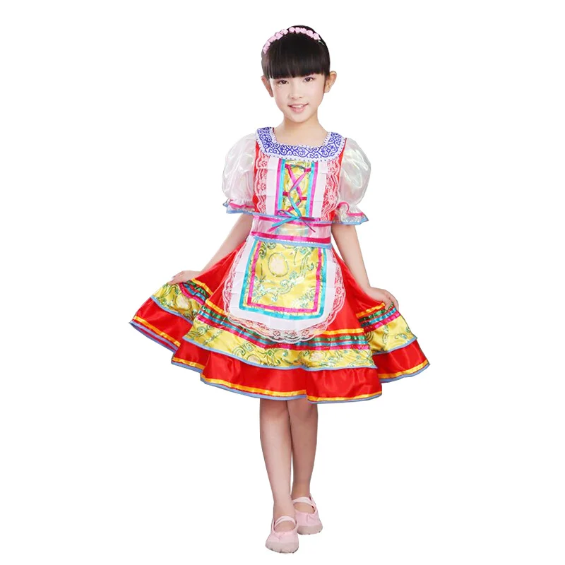 Songyuexia Russian National Costumes Modern Stage Costumes children Dance Princess Dress Girl party show dance dress