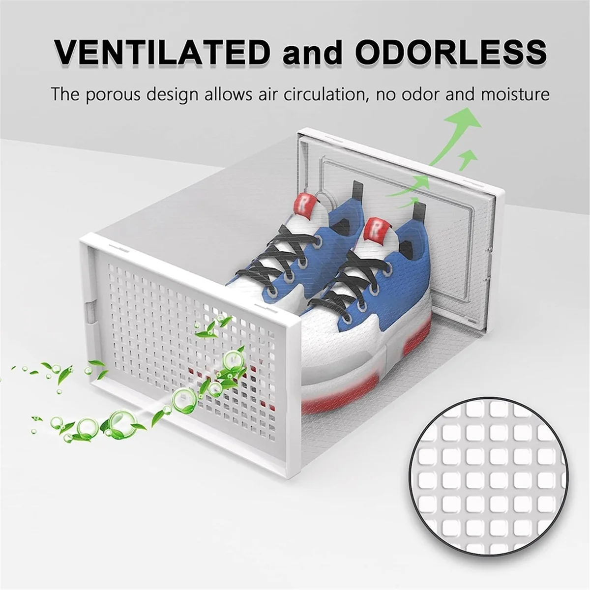 透明な透明な靴の収納ボックス,積み重ね可能なオーガナイザーのコンテナ,ハードプラスチックビン,白