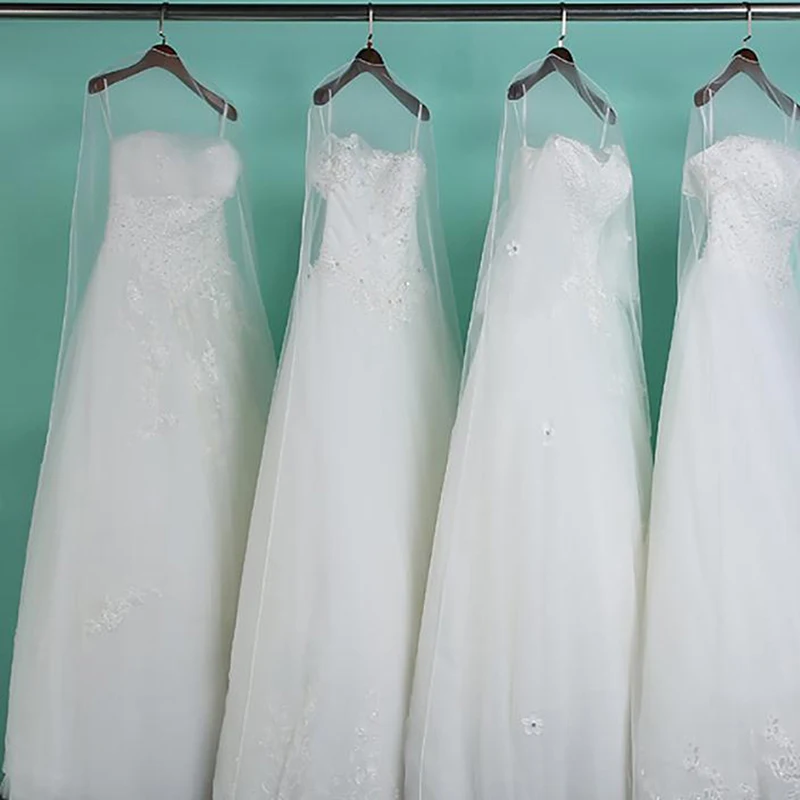 1pc Long 160/180/200cm Transparent Soft Tulle Dust Cover For Home Clothes Wedding Dress Garment Bridal Gown Protector Mesh Yarn