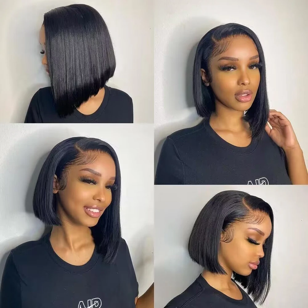 13x4 13x6 HD Bone Straight Lace Frontal Human Hair Brazilian 100% Short Bob Wig For Women 200% Straight Lace Front Bob Wigs