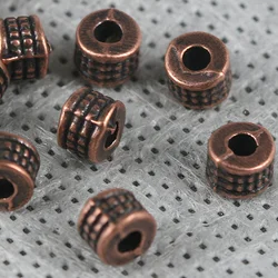 70pcs 4x3mm,hole:1.8mm copper-tone studded columniform beads h1802