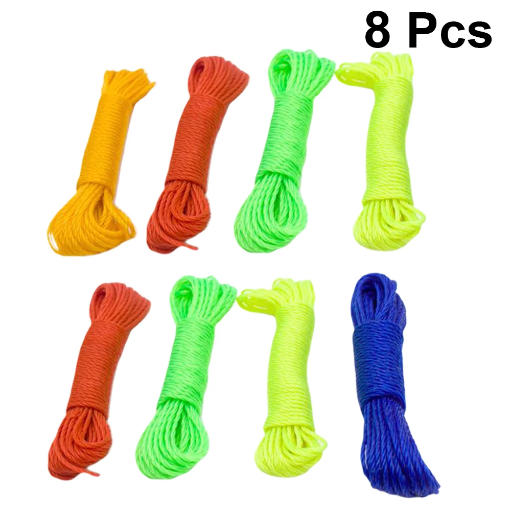 

8 Pcs Clothesline Hangers Rope Storage Nylon Weather Resistant Camping Braided Travel