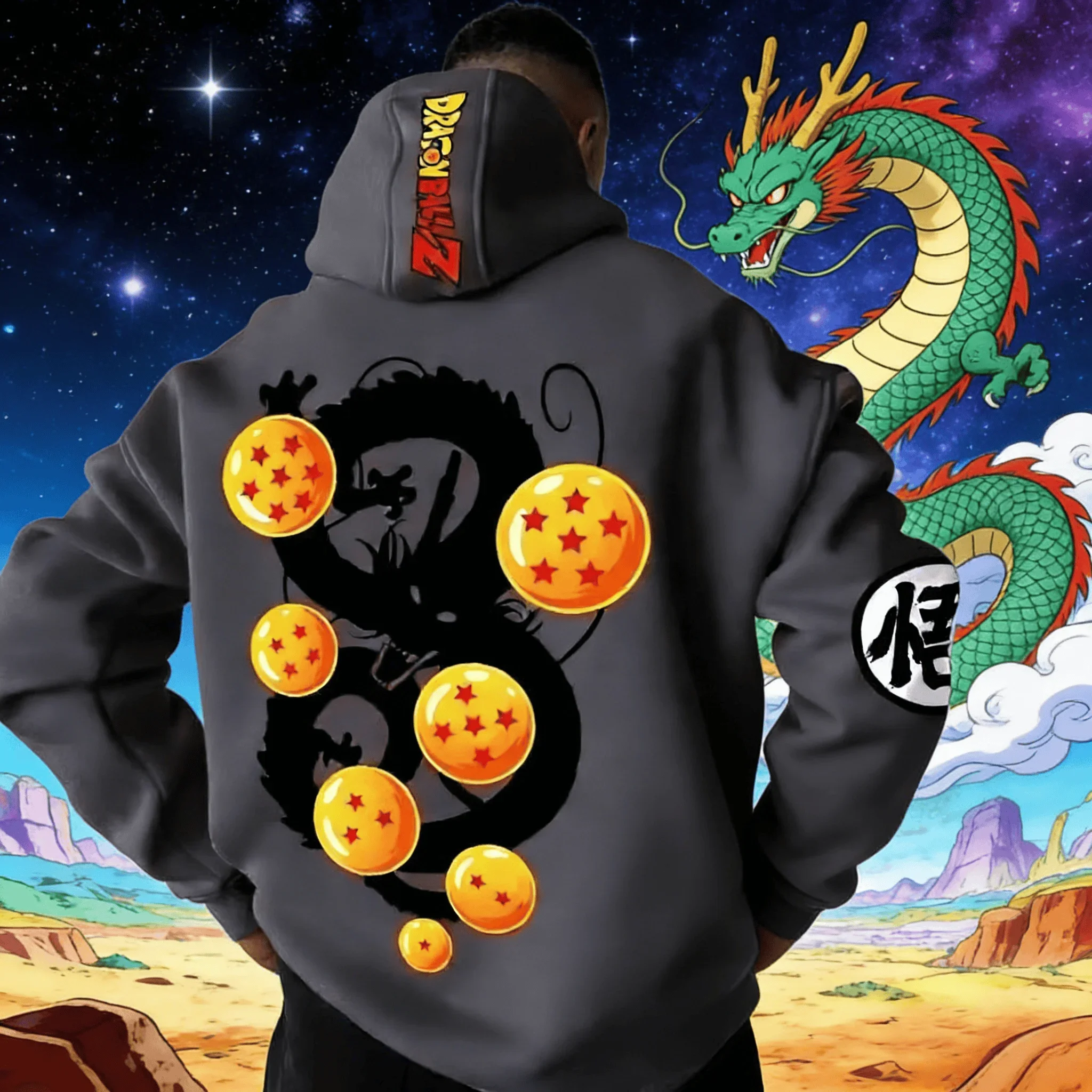 

Мужская винтажная толстовка оверсайз из хлопка с принтом Dragon Ball 2026, унисекс, повседневная, в стиле аниме, уличная одежда