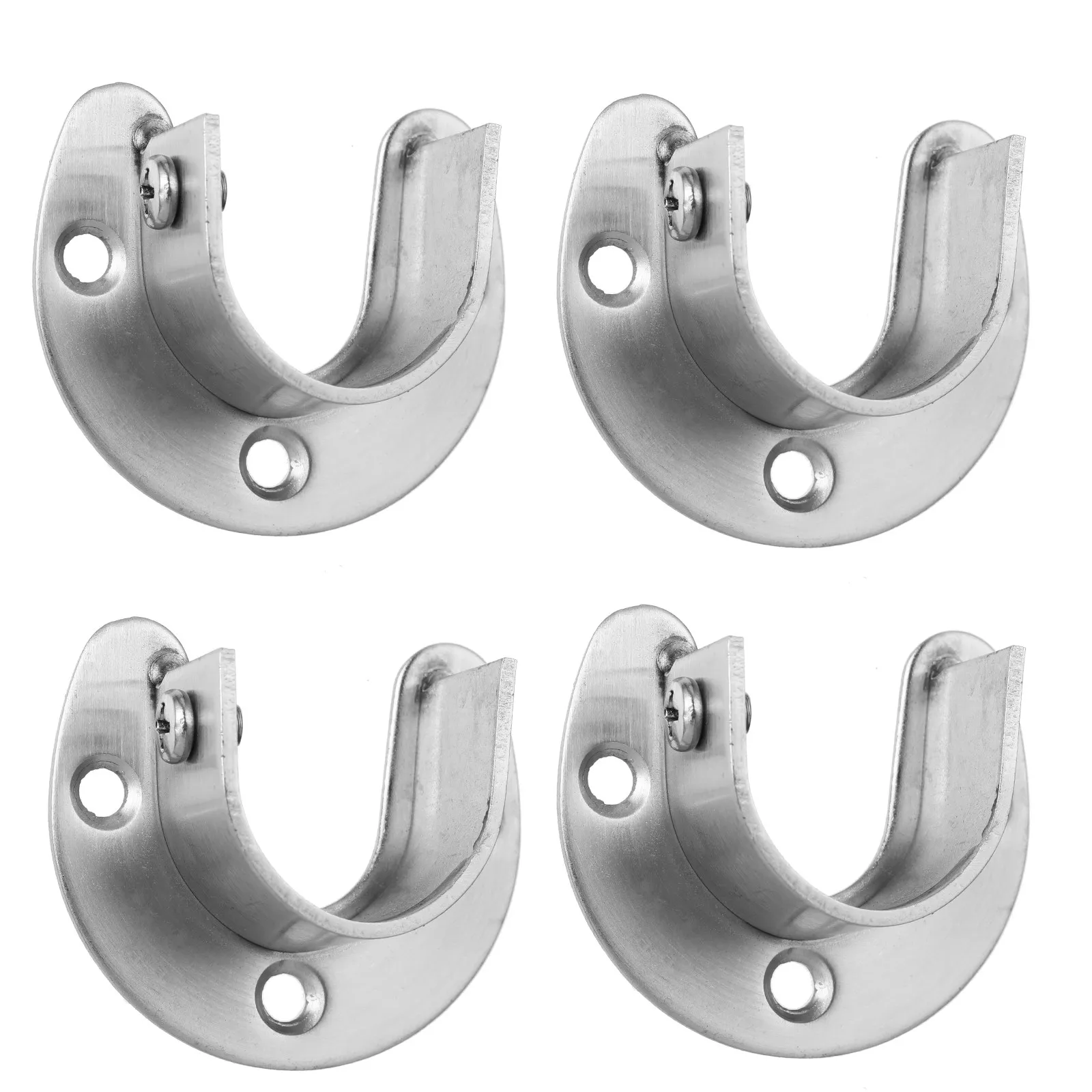 Stainless Steel Curtain Rod Brackets 4 Pack U Shaped Heavy Duty Closet Rod Supports for Wardrobe Bathroom