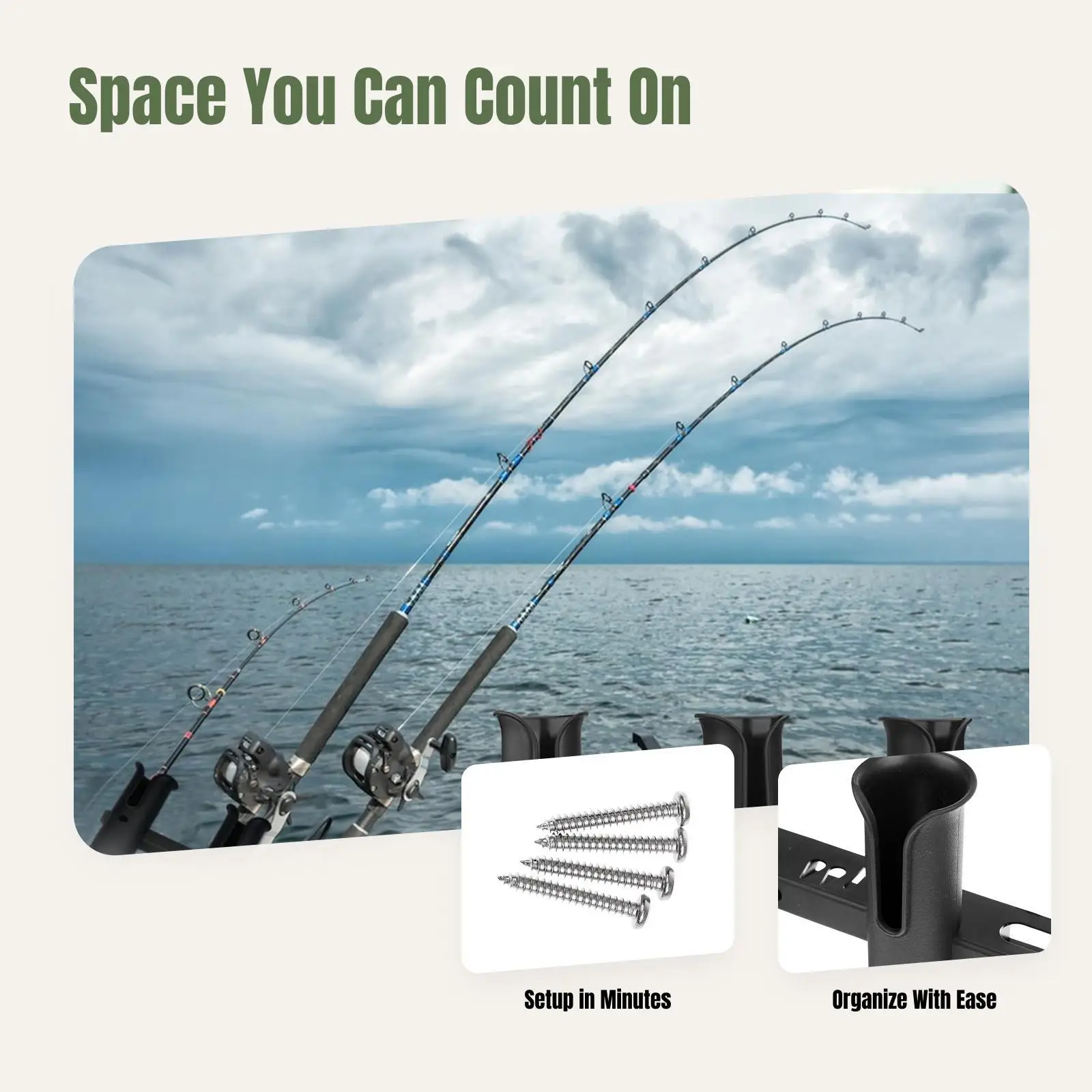 

Marine Fishing Rod Rack Rest Holder with Tool Storage Vertical Mount Bracket for Kayak Fishing Accessories