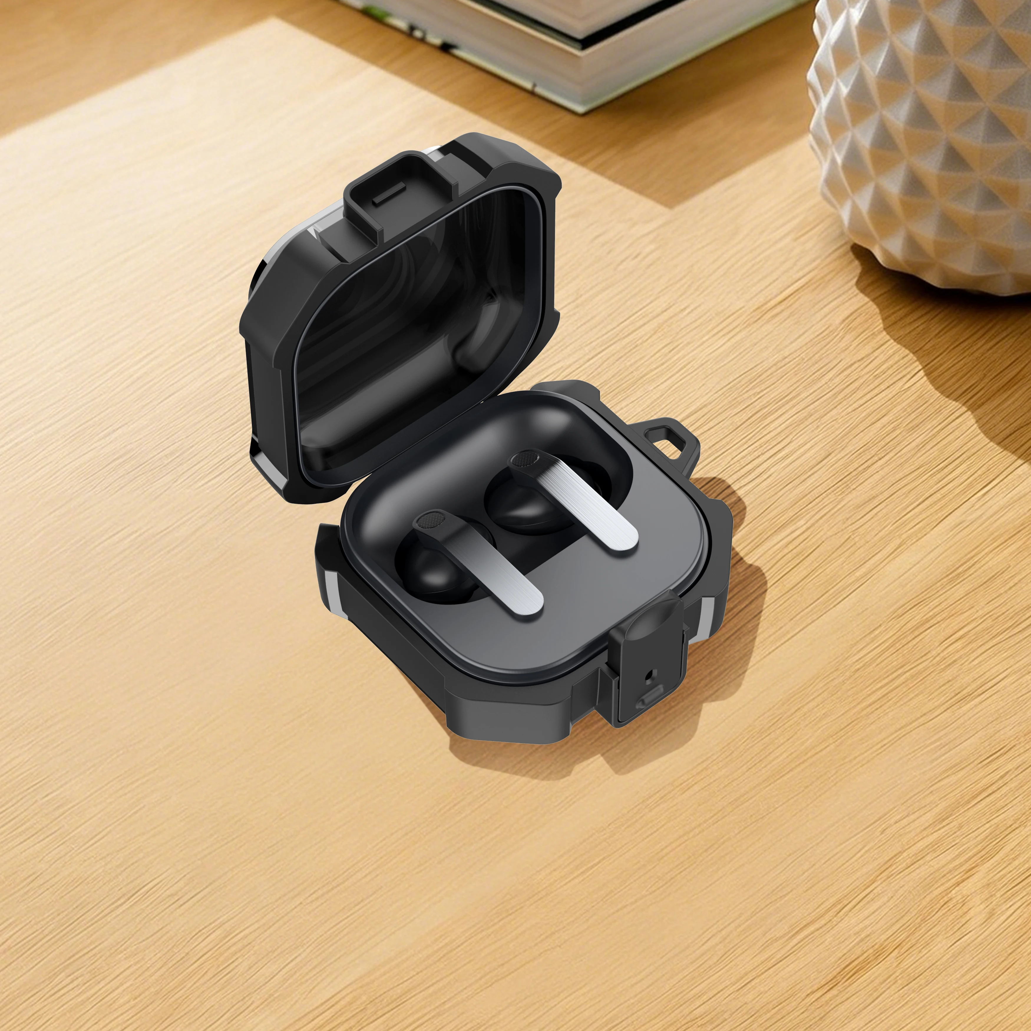 Rugged Shockproof Armor Protective Case for Samsung Galaxy Buds 4 / Buds 4 Pro with Carabiner Earphone Cover