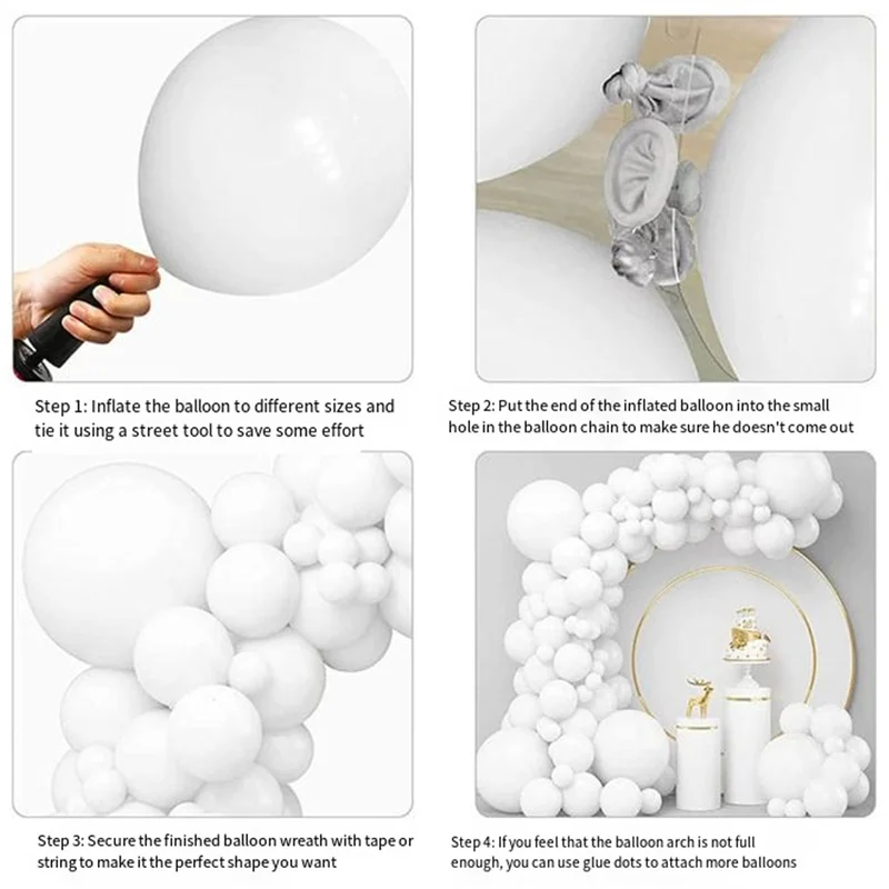 AT51-مجموعة قوس البالونات البيضاء لوازم إكليل البالونات من اللاتكس الأبيض #5
