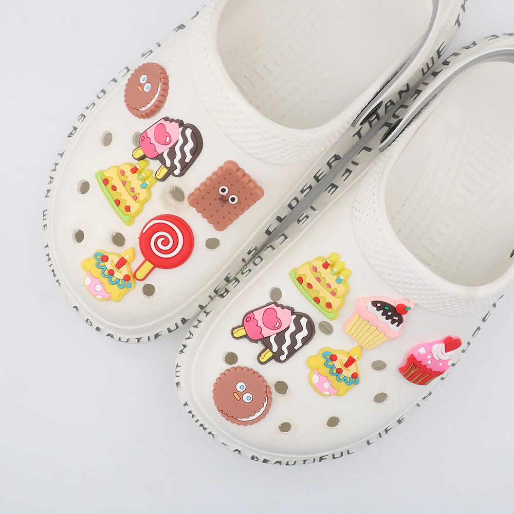 1 Piece Shoe Accessories Charms Cartoon Cute Cupcake Biscuit Shoe Buckles Decoration Lollipop Ornament Adult Children Gift