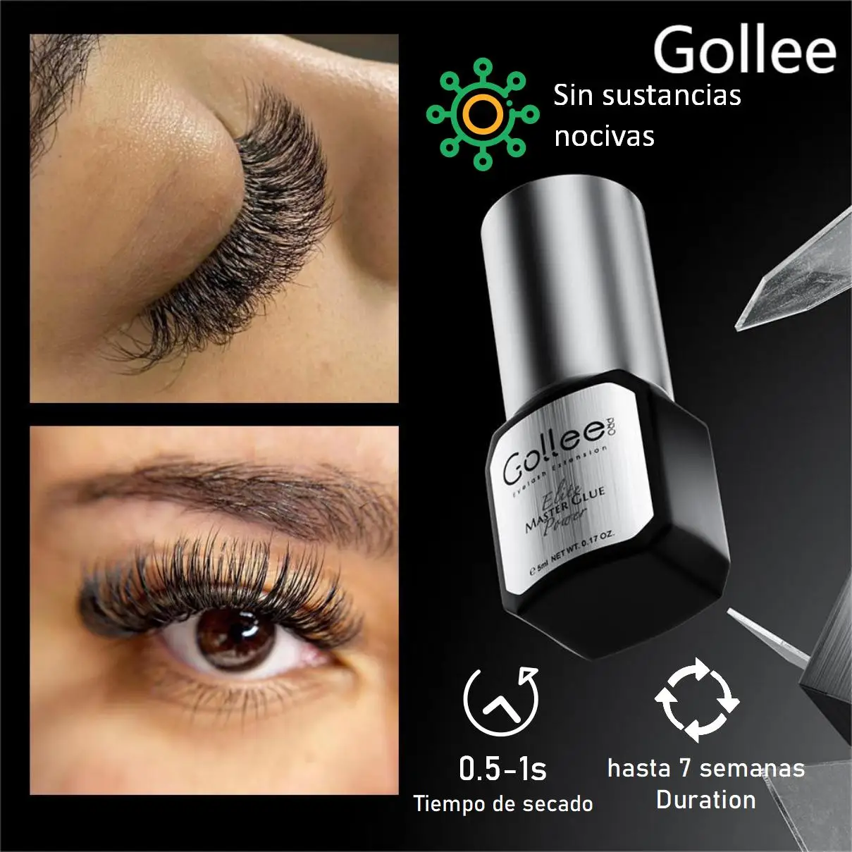 Gollee-pegamento 0,5 s de secado rápido para extensión de pestañas, suministros adhesivos para pestañas postizas de secado rápido, pegamento para herramientas de maquillaje de salón
