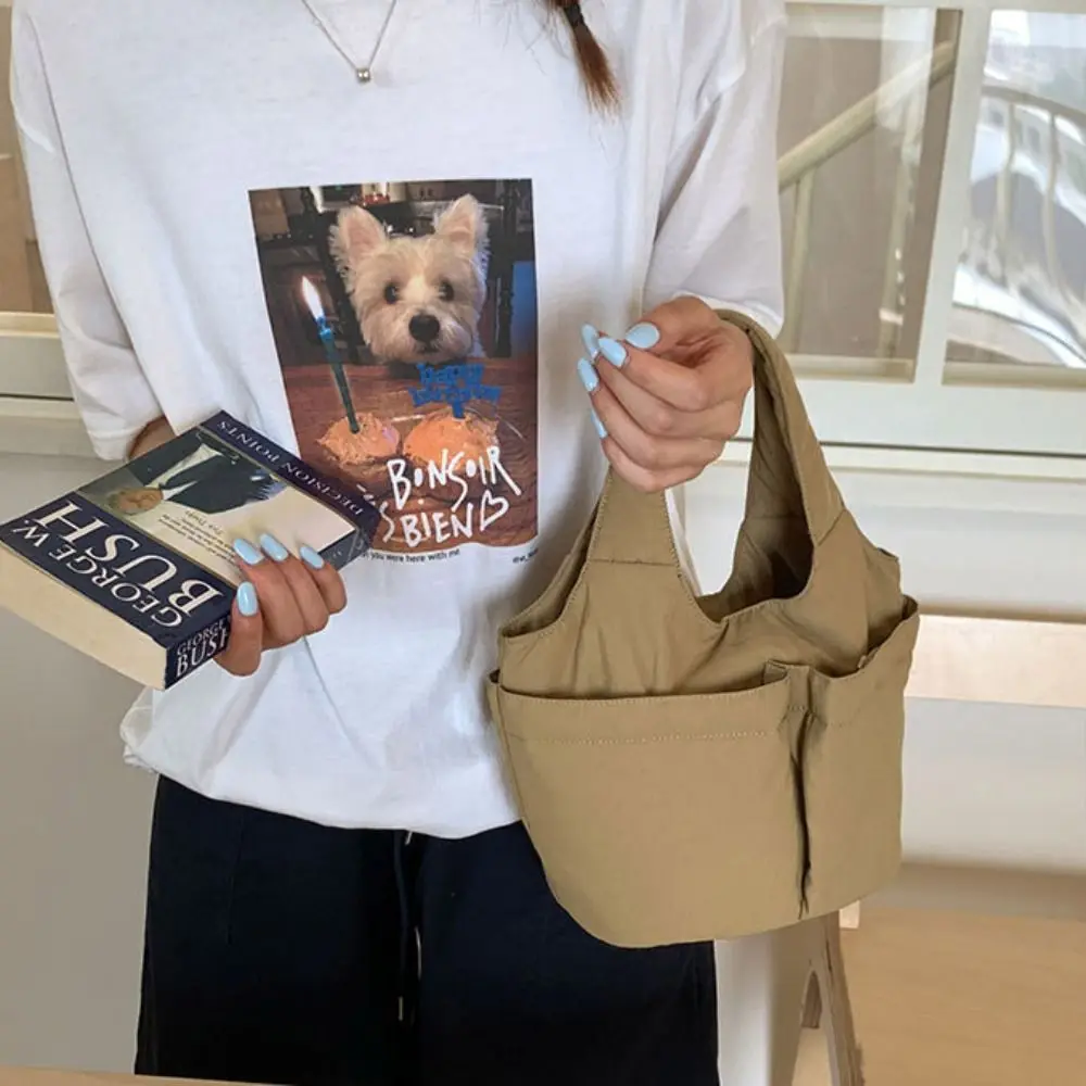 

Underarm Bag Folded Bucket Bag Multi-pouch Quick-dry Simple Commuting Tote Bag Solid Color Large Capacity Solid Color Handbag