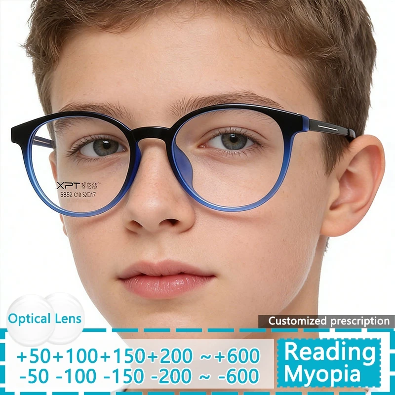 

Очки для мальчиков с диоптриями, студенческие очки по рецепту, оправа из резины и титана, антибликовые линзы для девочек, оптические линзы для коррекции пресбиопии