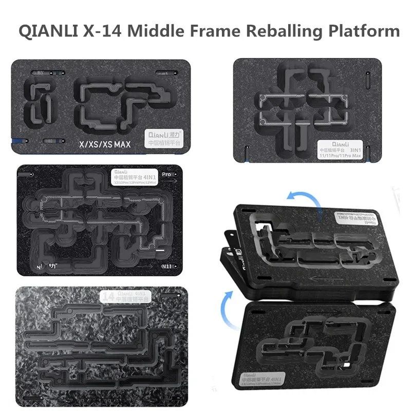 QIANLI Middle Frame Reballing Platform for Phone X 11 12 13 14 15 16 17Series BGA Reballing Tin Planting Station with Stencil