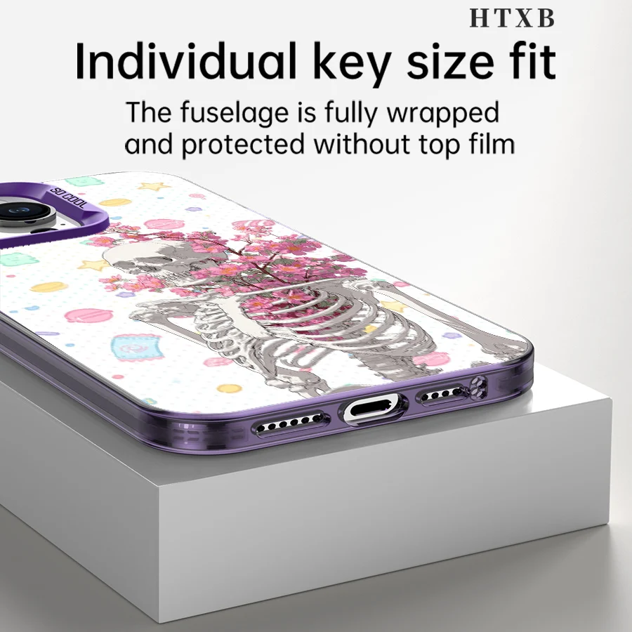 هاتف على شكل جمجمة وردية لهاتف آيفون 17 إلى 11 برو ماكس بلس