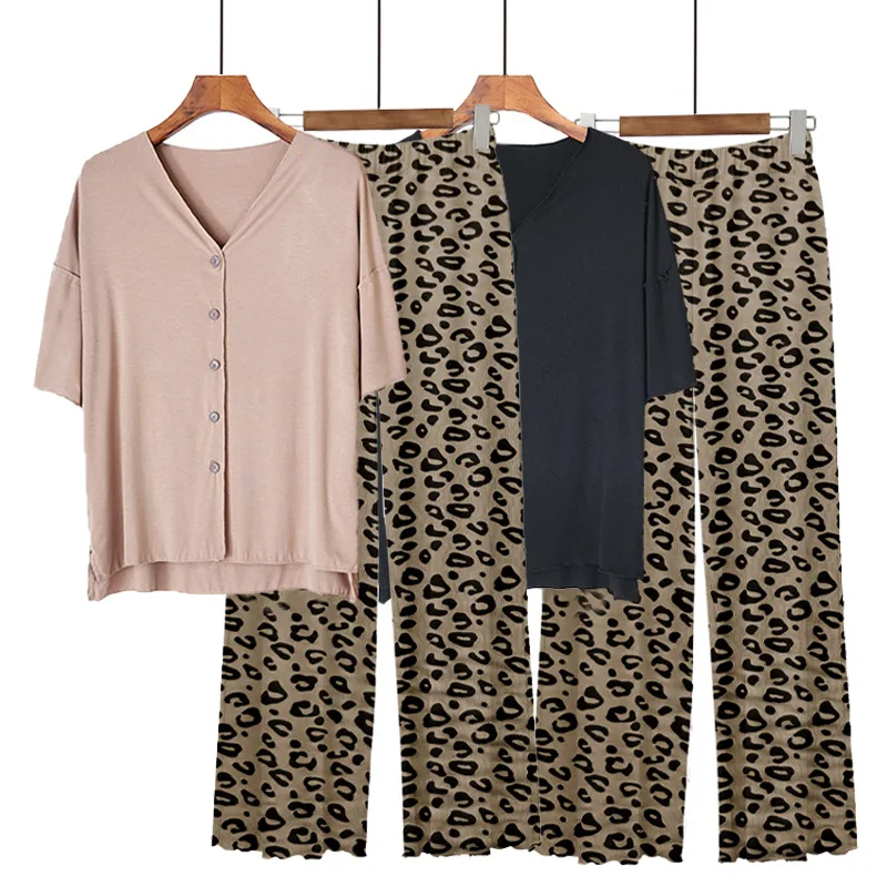 

Summer Modal Pajamas Sets for Women 2 Piece Casual Homewear Plus Size Lady's Loungewear with Simple Design Wearable Outdoors