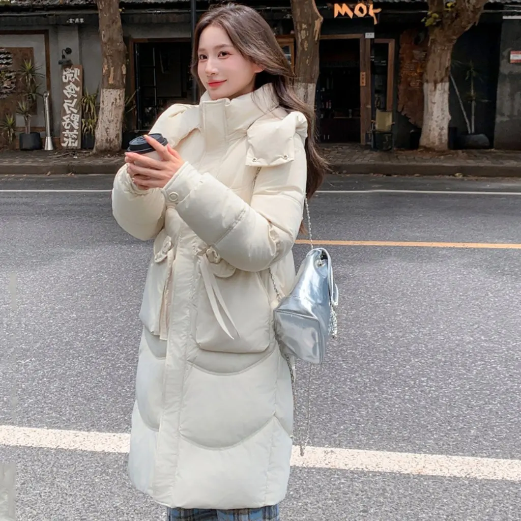 

Women's Hooded Cotton-Padded Jacket New Loose Thick down Coat Autumn Winter Long Over-The-Knee Bread Coat