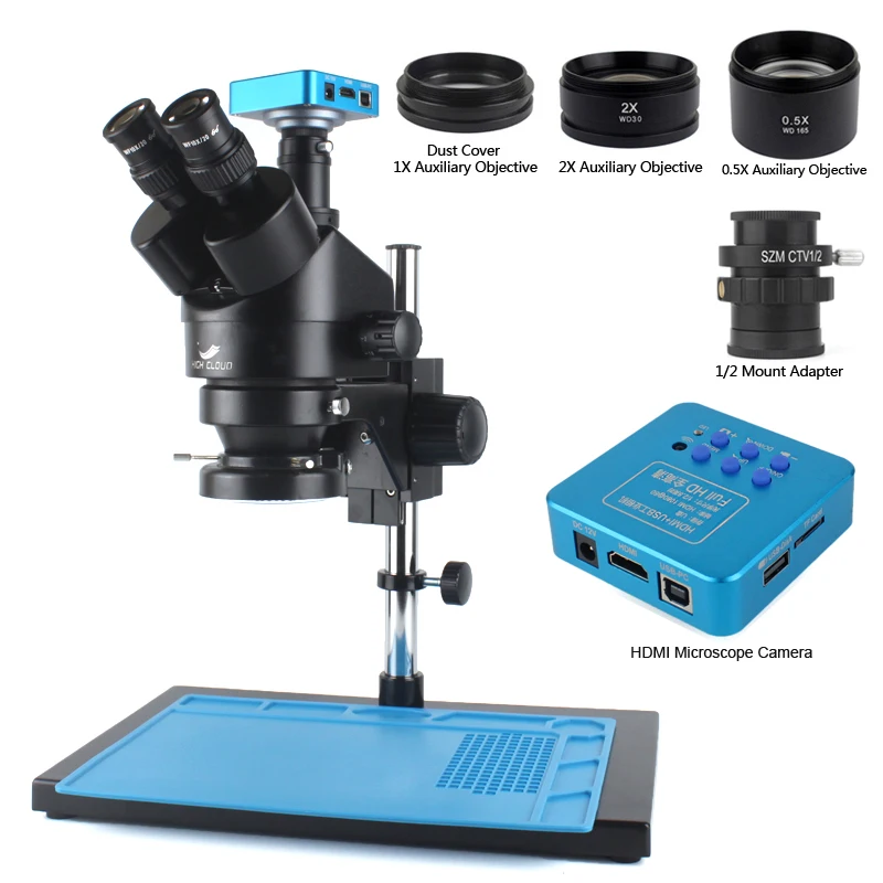 7X-45X Simul-Focal Mechanic Trinocular Stereo Microscope HDMI USB Industrial Digital Video Microscope Camera for phone repair