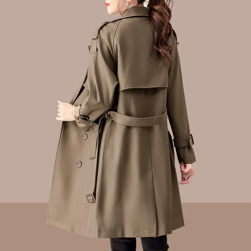 

Casual Trench Coat Women 2025 Spring Autumn New Temperament Mid-Length Double-Breasted Windbreaker Female Loose Overcoat W799