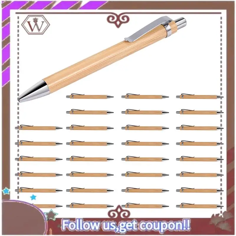 ABBG-35 Uds. Suministros para oficina y escuela, bolígrafo sostenible, bolígrafo retráctil de bambú, herramienta de escritura (tinta negra)
