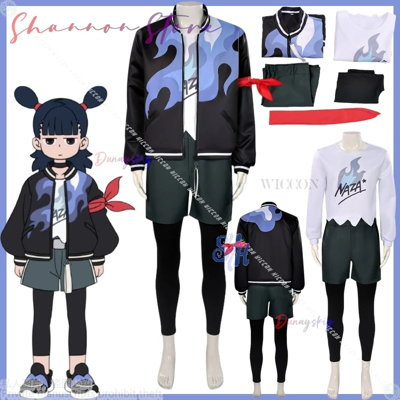 

Naza Cosplay Movie The Legend Of Hei 2 Anime Costume Black Jacket Punk Flame Print Shorts Leggings 할로윈 의상 Christmas Party Cos
