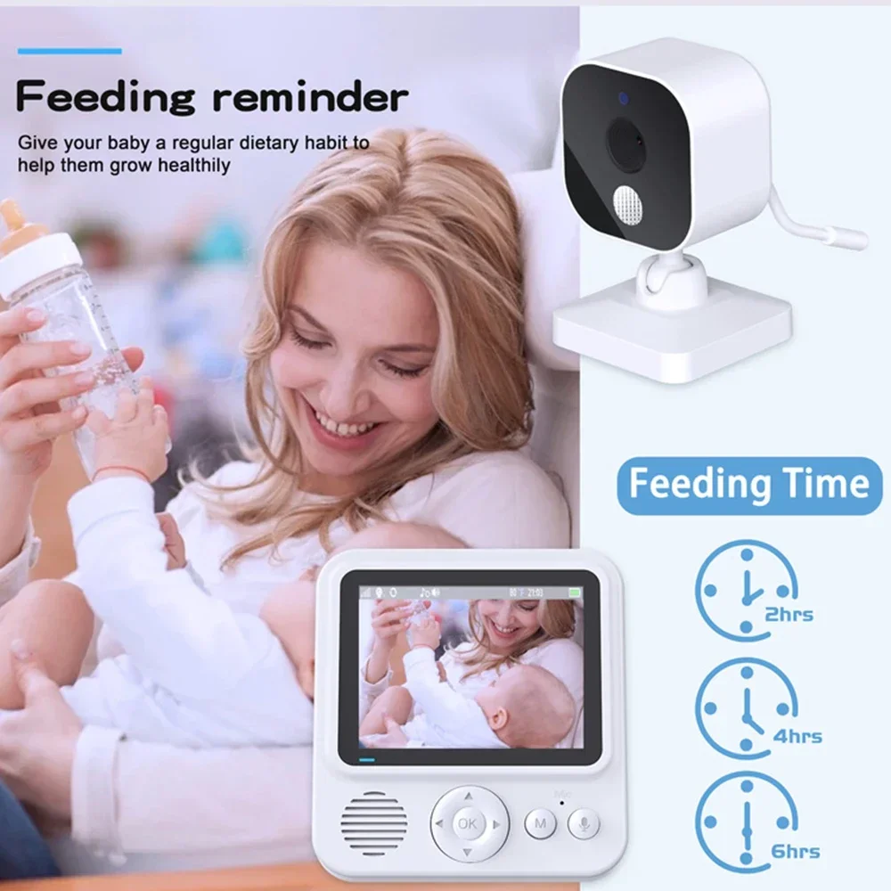 Monitor de vídeo para bebés de 2,8 polegadas, monitor portátil sem fios 2.4G para interior, visão nocturna IR automática, vigilância, câmara de segurança, babysitter