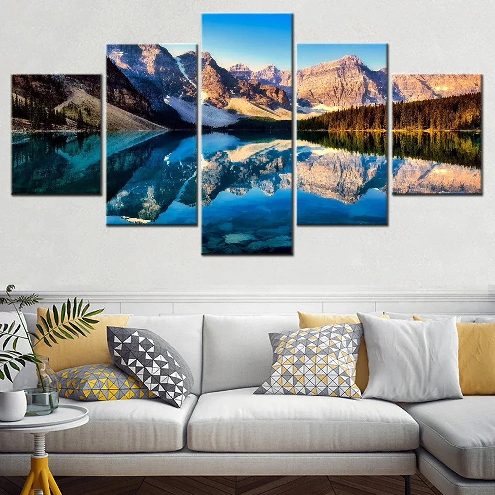 

DIY Diamond Painting 5 Panel Landscape Lake Reflect by Mountains Mosaic Cross Stitch Full Square /Round 5D Diamond Embroidery