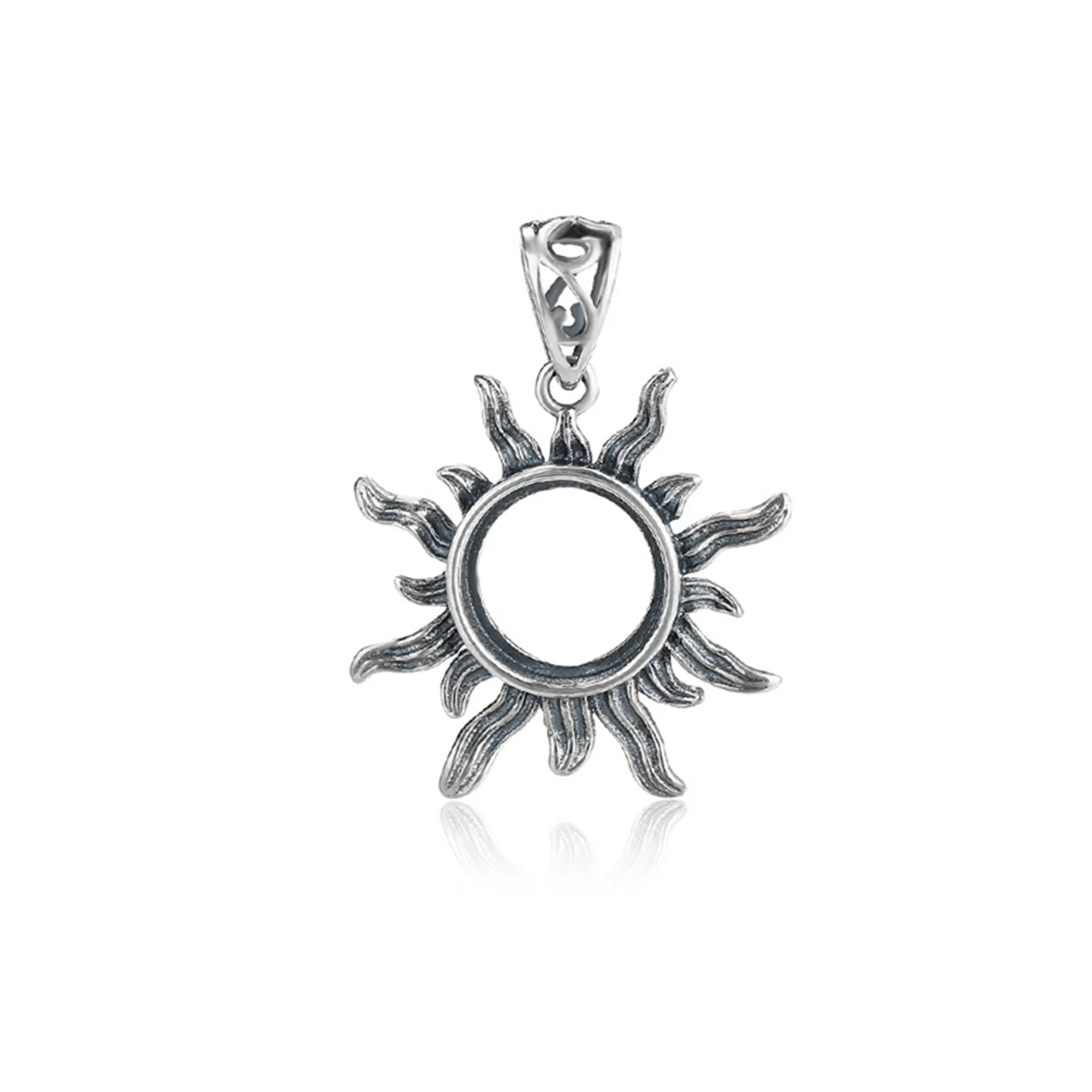 

Pendant Setting(10x10mm/12x12mm/14X14mm/15x15mm) 925 Sterling Silver Pendant Base Round Cabochon Sunflower Pendant Blank