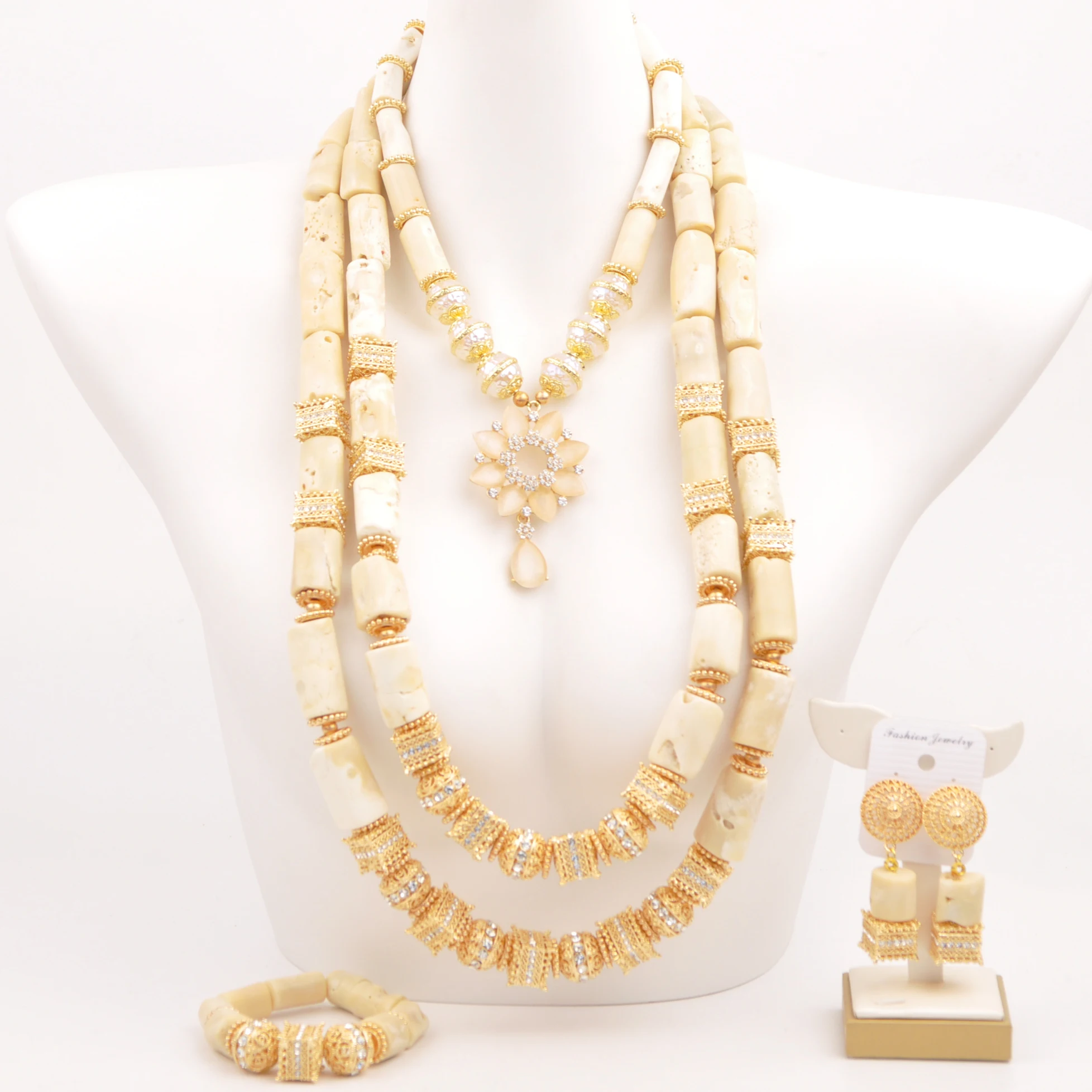 

Fashion White Original Coral Jewelry Set for Bride Nigerian Wedding African Beads Jewelry Sets