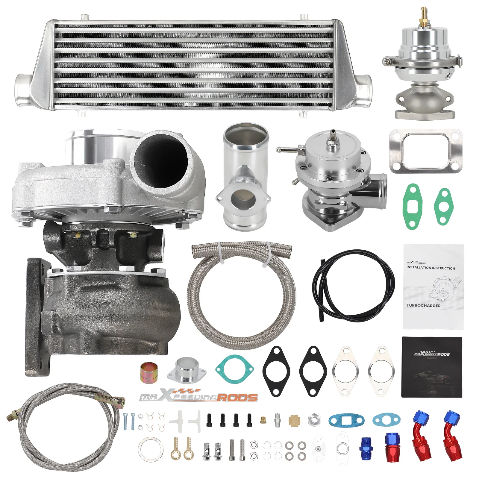 

Гибридный турбокомплект T3 T4 T3T4 TO4E для двигателей 1.5L-3.0L с BOV и интеркулером, 350 л.с.