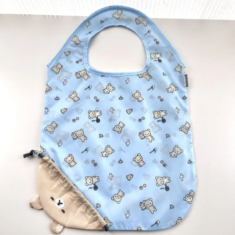 New Rilakkuma Foldable Storage Bag Portable Single Shoulder Shopping Tote Eco Friendly Reusable Handbag Lightweight Outdoor Gift view 5