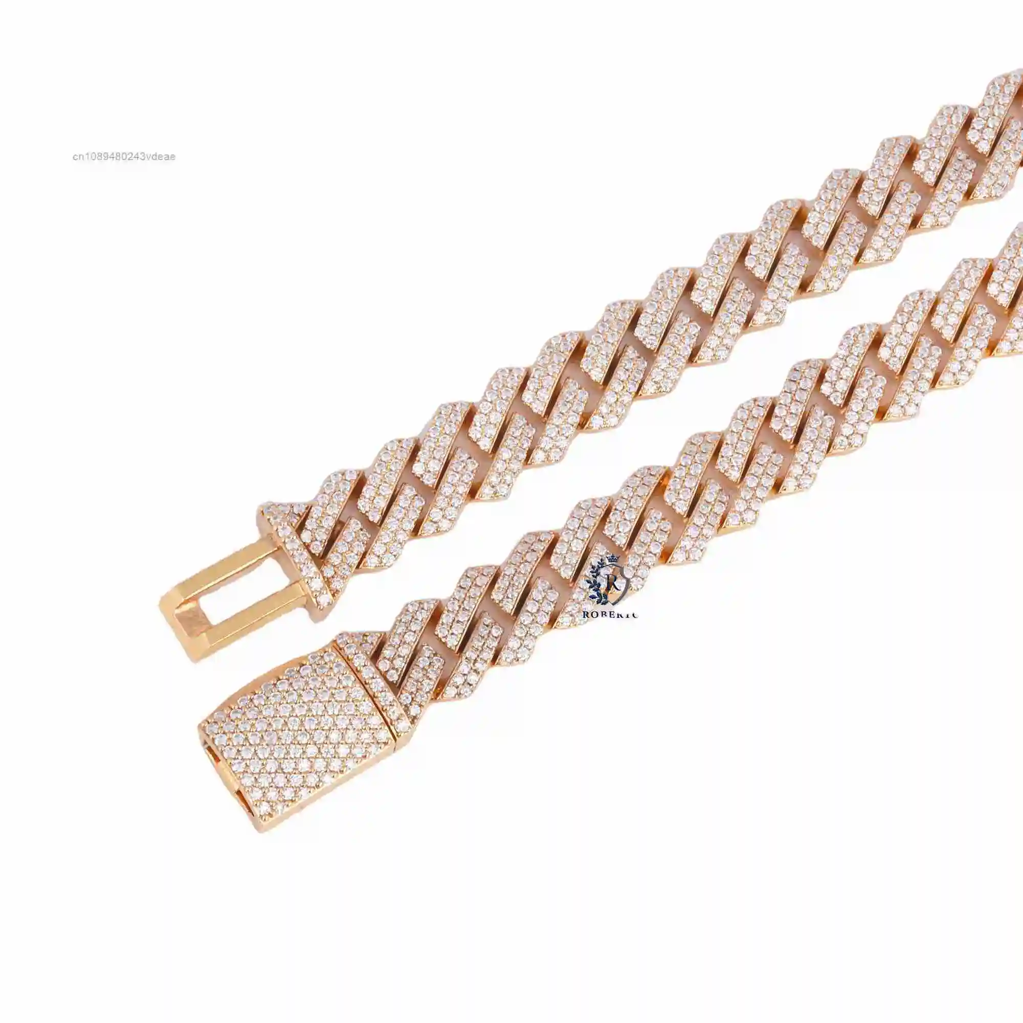 

Luxury Iced Out Mens Cuban Chain Necklace Moissanite Diamonds 10k Gold Hip Hop Link Jewelry