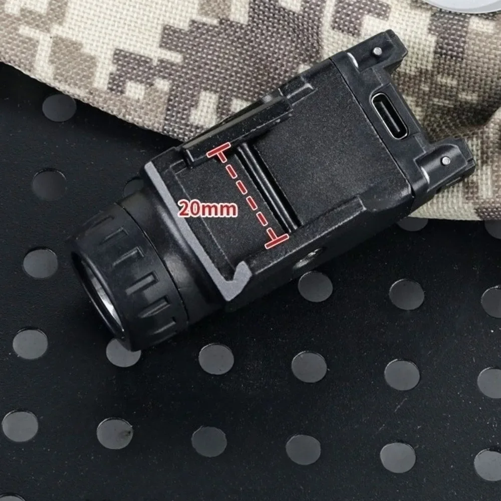 800 Lumen Tactical LED Flashlight Mini Portable Torch USB Charging Lamp Fit 20mm Rail Mount for Outdoor Hunting Shooting