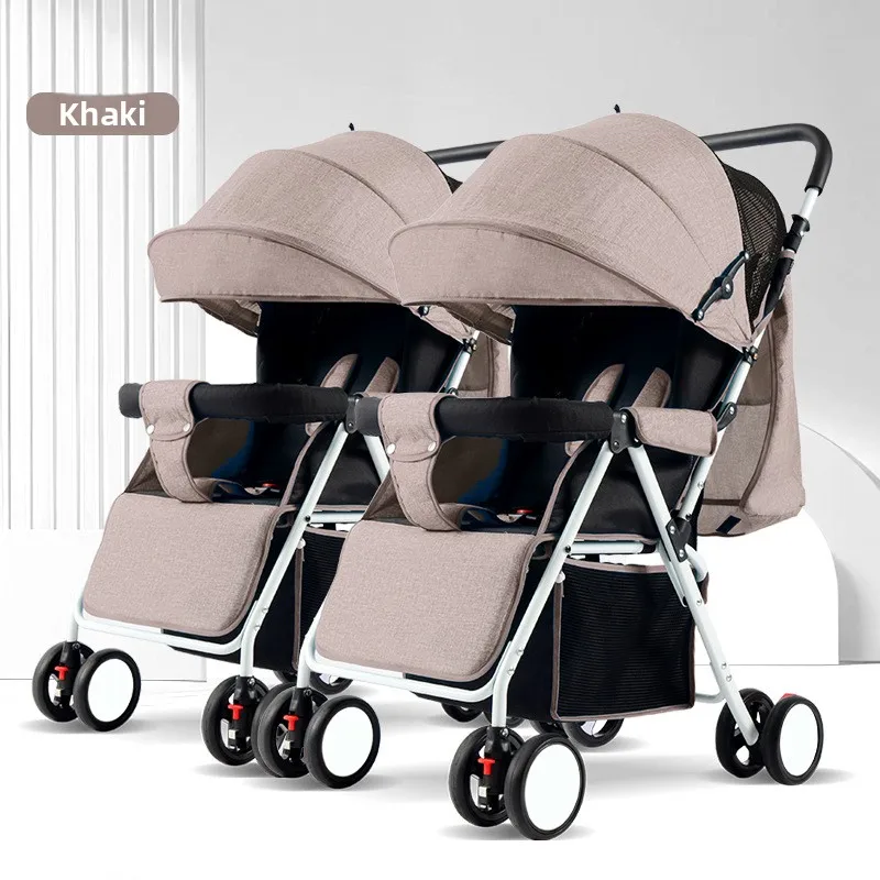 

Двойная детская коляска, складное двойное сиденье, высокая пейзажная коляска с амортизацией, солнцезащитный козырек с полным навесом, тормоз одним касанием