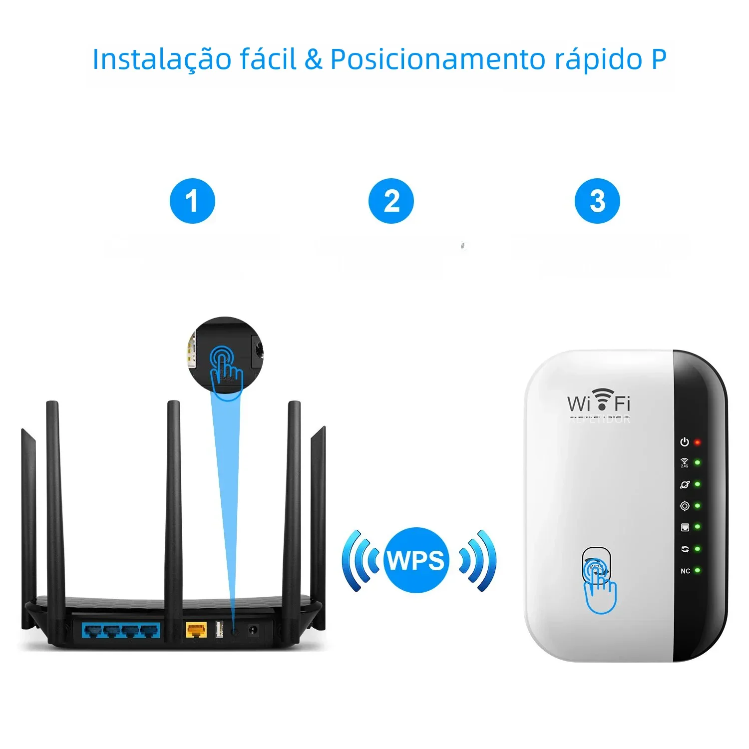 Wireless WiFi Repeater 300Mbps WiFi Extender Amplifier Booster Router 802.11N WPS Long Range 7 Status Light WiFi Repeater for PC