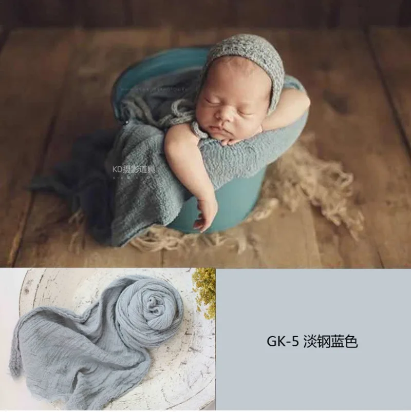 Newborn Basket Photography Props Soft Cotton Gauze Baby Swaddle Blanket Infant Studio Photo Seersucker Wrap Backdrop Accessories