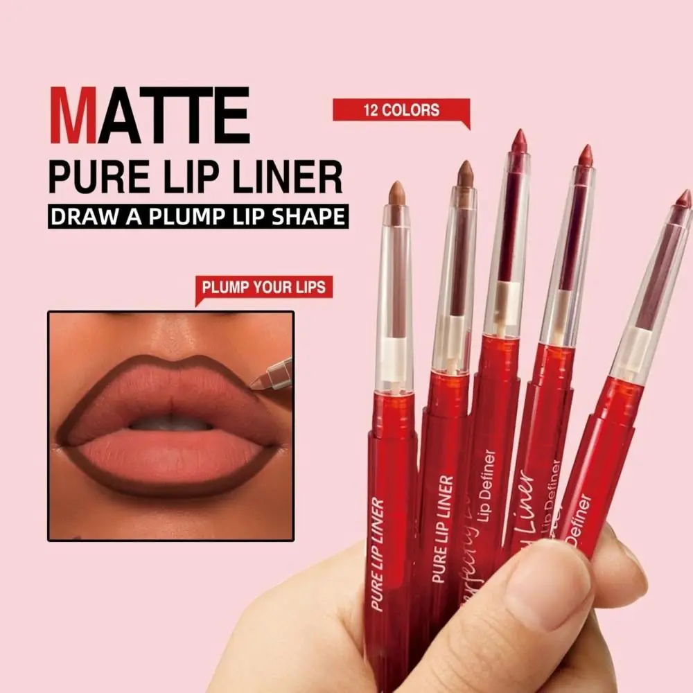 2pcs Long Lasting Lip Liner Stain Waterproof 24 Hour Rich Lip Colors Lip Liners Combo Smooth Application Natural Lipstick Women