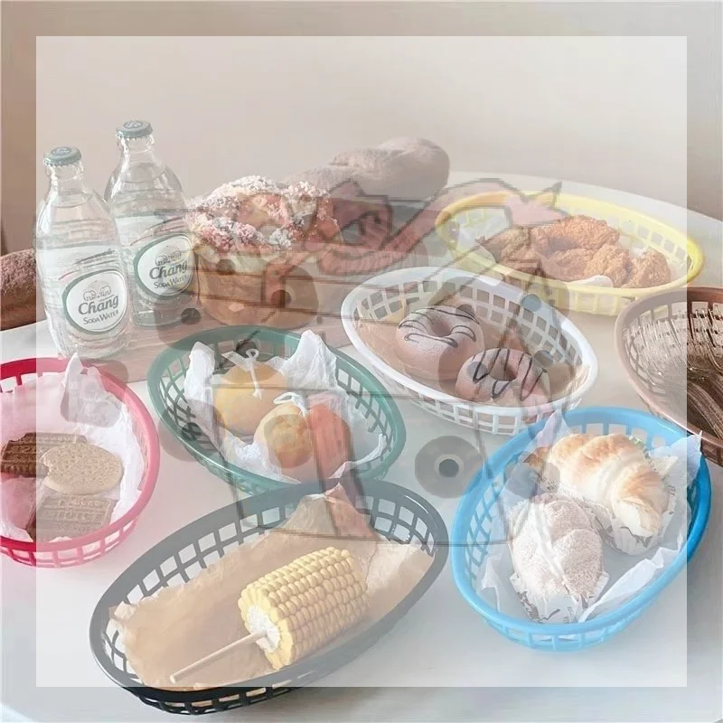 【CC】10Pcs Food Serving Tray Plastic Tray Oval Fast Food Platter For Wings Nachos Fries Bread Plastic Baskets Plastic Fruit Tray